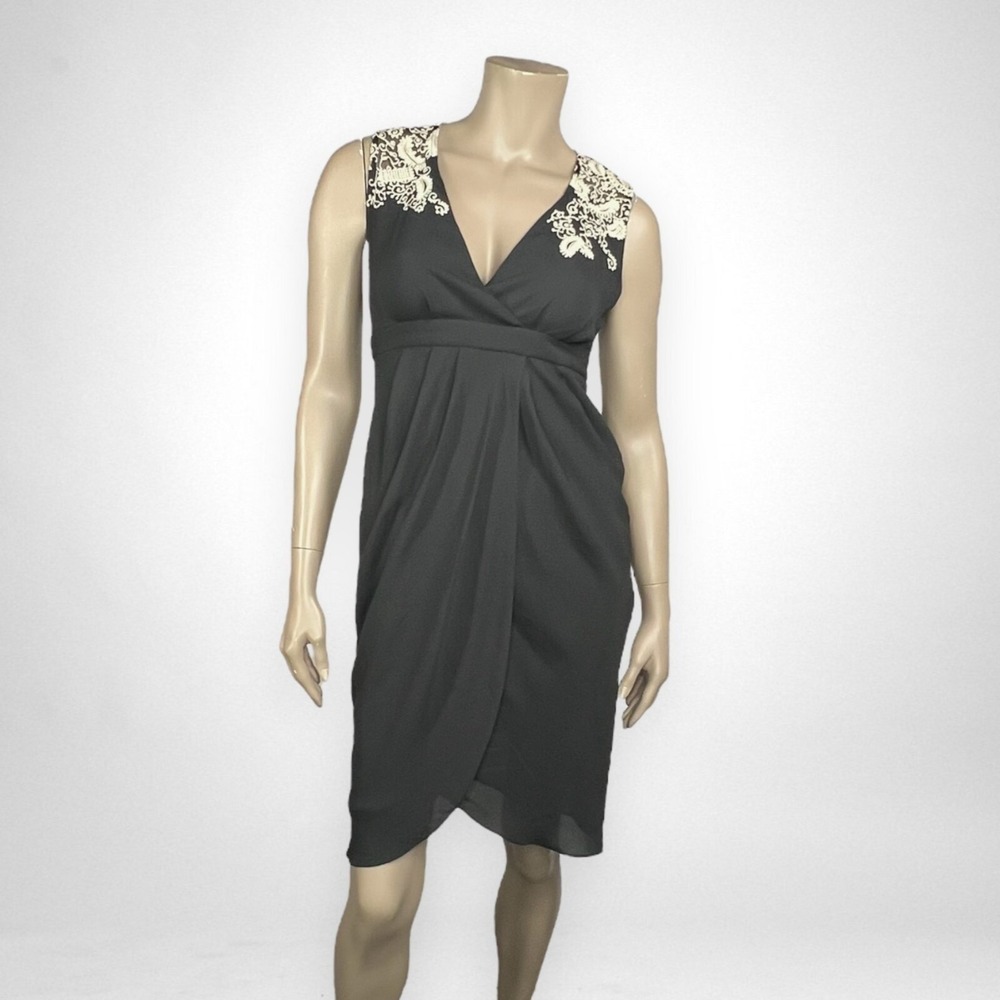 MEADOW RUE 2 Tulip Black Sleeveless Dress Anthropologie Summer Casual